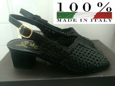 MAYORA Sandalo Scarpa Donna Plantare Pelle Nero MADE IN ITALY N°35 NUOVO