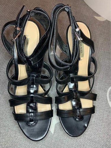 Sandali neri con zeppa guess - con,