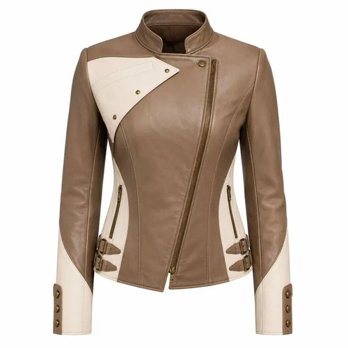 Giacca biker donna - beige, e