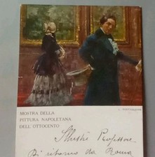 NAPOLI Mostra Pittura Napoletana '800 Luca Postiglione CARD Autografo 1922 RARIT