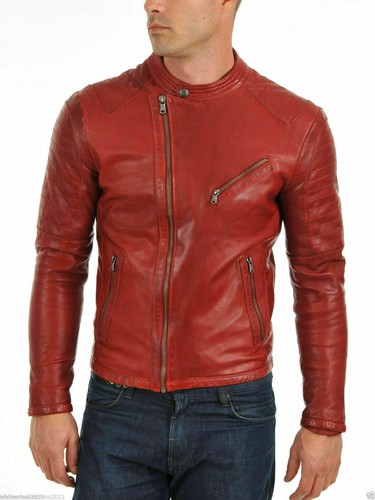 Giacca pelle rossa - pelle, uomo
