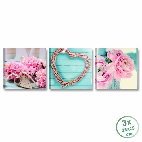 Tris shabby cuori quadri - shabby,