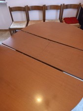 tavolo cucina rotondo, estensibile con prolunga intermedia, in legno