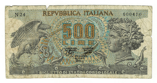 Banconota italia 500 lire 1970 - italia,