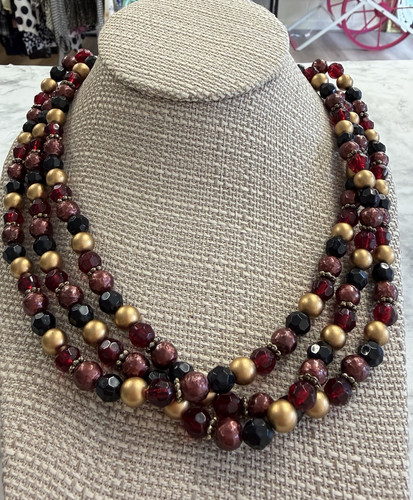 Collana perline nere oro - perline,