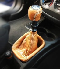 FIAT GRANDE PUNTO cuffia cambio + solo rivestimento per pomello VERA PELLE CUOIO