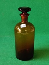 BOTTIGLIA FARMACEUTICA FARMACIA CON TAPPO VETRO AMBRATO ANNI '50 VINTAGE. CY66