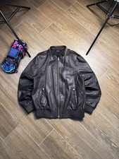 Giacca pelle Allsaints Caribou biker punk bomber full zip taglia large uomo