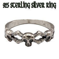 Teschio Croce Osso Anello 925