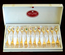 RARISSIMO ROYAL ALBERT FLOWER OF THE MONTH SET 12 FORCHETTINE DORATE C/BOX