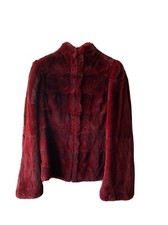 Cappotto corto, giubbotto, giacca, pelliccia donna, rosso borgogna, bordeaux