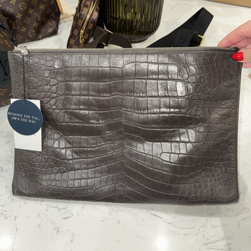 Pochette ysl croc marrone - pochette,