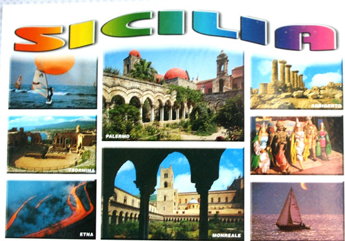 Cartolina sicilia multicolori - sicilia,