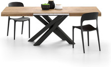 , Tavolo Allungabile Emma 140(220) x90 cm, Rovere Rustico con Gambe Incrociate N