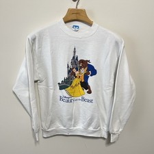 Felpa girocollo grande vintage La Bella e la Bestia personaggi Disney moda