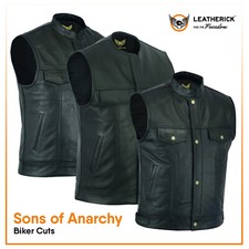 Gilet da moto uomo in vera pelle Sons of Anarchy neri biker club