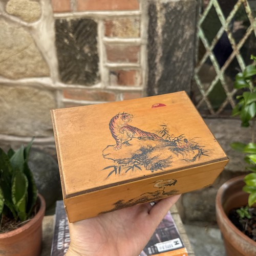Scatola legno tigre - , vintage