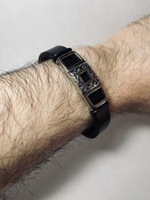 BRACCIALE UOMO, CUOIO TOSCANO (ALTISSIMA QUALITà), NERO, MOD. GOTICO