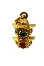 ciondolo PENDENTE SEMAFORO  vintage  gold VERO ORO 18 KT 750  ANNI 70