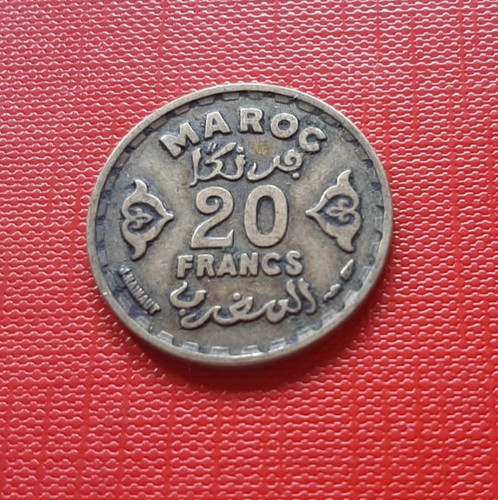 Maroc pièce 20 francs - maroc, ,