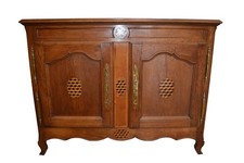 antica credenza Rocaille epoca fine  '800  in rovere con intarsi francese