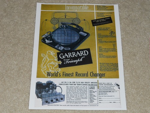 Pubblicità giradischi garrard - pubblicità,