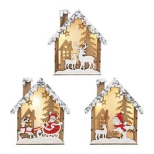 Decorazione Da Appendere Per Albero Di Natale Casetta In Legno Illuminata