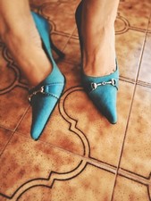 Scarpe décolleté turchese  37 come nuove tacco 8 cm punta similpelle madeinitaly