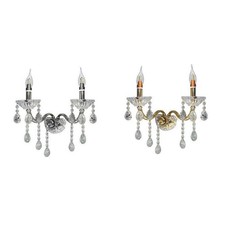 APPLIQUE CANDELABRO GOCCE PENDENTI CRISTALLO ACRILICO 2 BRACCI ATTACCO E14 E35