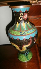 brass vase with enamel
