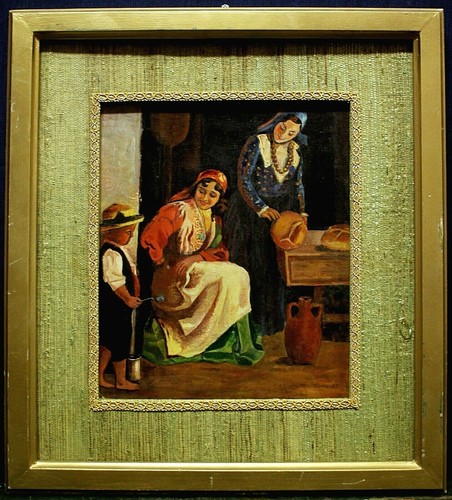 Antico quadro olio cartone - olio, g