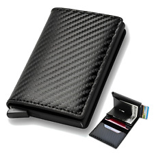 Porta Carte di Credito Slim RFID Mini Portafoglio Piccolo Carbonio Portatessere