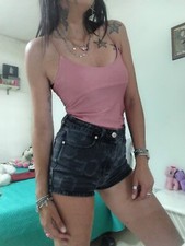 Body Donna Rosa Satin Bretelle Sottili Top Canotta S 