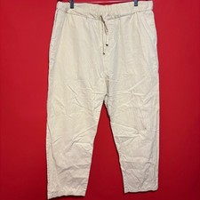 ZARA Pantalone Cargo Beige Misto Lino Elastico Vita Coulisse Cropped XL