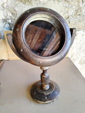 SPECCHIO VINTAGE TRUCCO TONDO GIREVOLE OSCILLANTE IN LEGNO DA TAVOLO TOILETTE