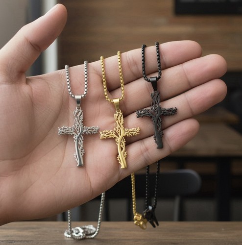 Ciondolo croce argento con - ciondolo,