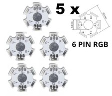 Dissipatore alluminio PCB per chip LED RGB 6 PIN 1W 3W 5W, 5 PEZZI 