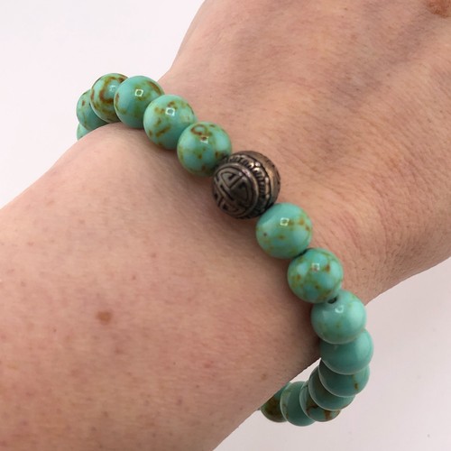 Bracciale perline verde - bracciale, verde/blu