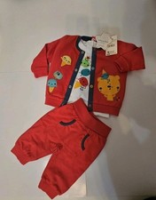 Completino Bambini 3 Pezzi Tuc-Tuc (Rosso Bianco Con Disegno) 100% Cotone