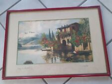 QUADRO AD ACQUERELLO SCORCIO DEL LAGO DI COMO del pittore S. SERVOLI anni 50-60 