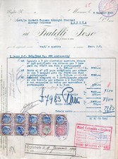 Vecchia Fattura Fratelli Toso Venezia merce destinata Hotel Columbia Genova 1929