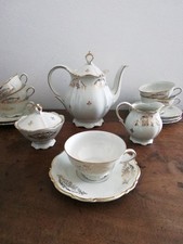 Set da tè completo MITTERTEICH BAVARIA porcellana fine Vintage bianco oro fiori