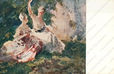 1930c Motivo settecentesco pittore L. ZAMBELETTI Arte Cartolina