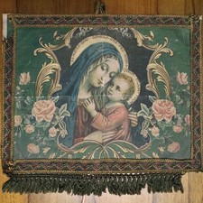 ANTICO Stendardo processionale Madonna Del Buon Consiglio Con Bambino Genazzano