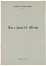 ELENCO E RIASSUNTI DELLE PUBBLICAZIONI. Odasso Attilio. 1934