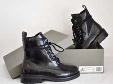 NUOVI £ 198 ALLSAINTS LIRA stivaletti militari UK 3 pelle verniciata combat biker