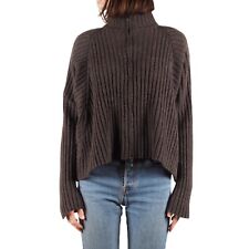 Maglione donna Sarah Pacini vintage marrone kaki zip costina maglia taglia unica