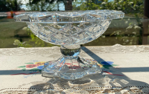 Vintage crystal footed etched - crystal,