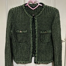 CHANEL Green Black Logo Button