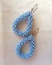 Orecchini Argento 925 Goccia Cristallo Azzurro Carta da zucchero 